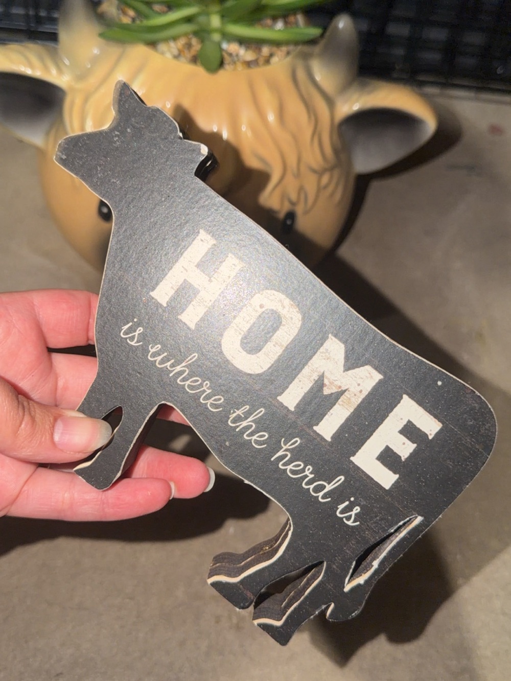 HOME Black Farmhouse Wall Accent - "Home is where the herd is"